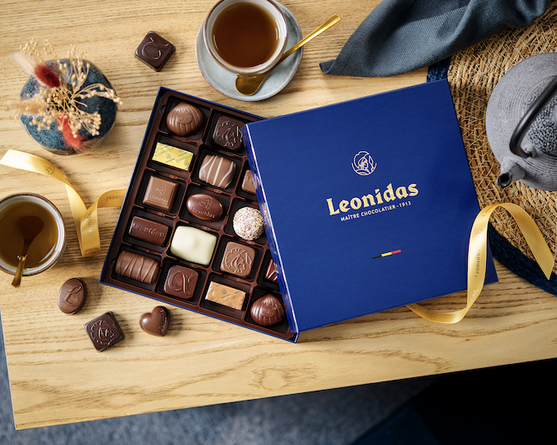 An open box of Leonidas pralines